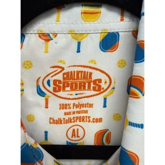 ChalkTalk Sports Mens Pickleball Paddle Print Button Down Shirt XL - Picture 2 of 3